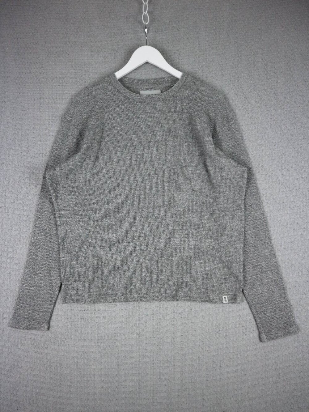 Jack and Jones Thermal Waffle Knit Longsleeve Mens Medium Grey